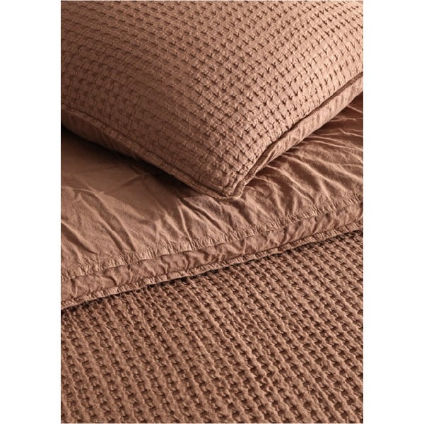 Rudos spalvos iš ranforce medvilnės dvigulė/itin ilga patalynė 240x220 cm Waffle Striped – Mila Home Luxury-image-1