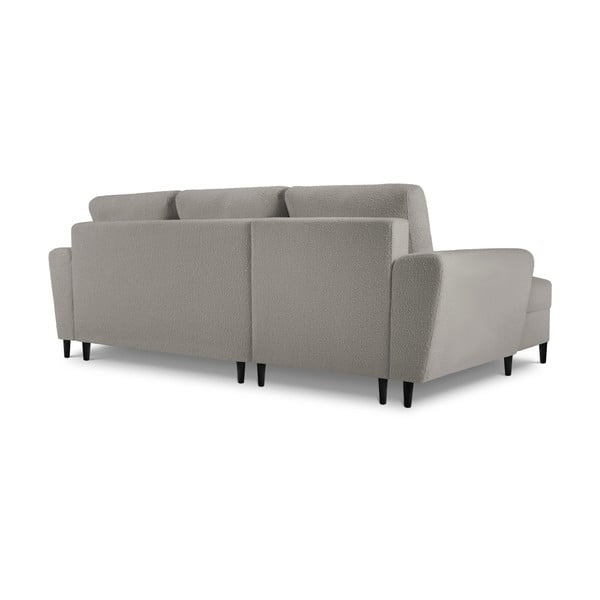 Šviesiai pilkos spalvos iš boucle sulankstoma/su sandėliavimo vieta kampinė sofa (su kairiuoju kampu/su gultu) Kyoto – Cosmopolitan Design-image-4