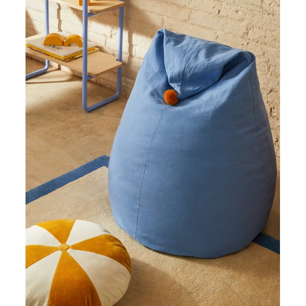 Mėlynos spalvos vaikiškas sėdmaišis Olvi – Kave Home-image-4