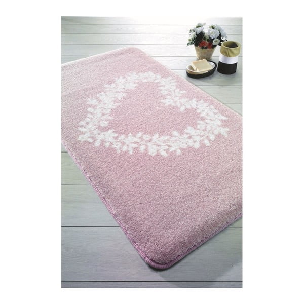 Rožinis vonios kilimėlis "Spring Heart", 80 x 140 cm