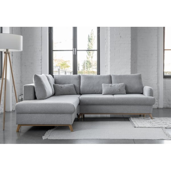 Šviesiai pilkos spalvos sulankstoma/su sandėliavimo vieta kampinė sofa (su kairiuoju kampu/„L“ formos) Scandic Lagom – Miuform-image-3