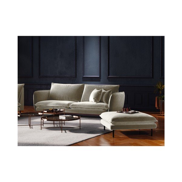 Smėlio spalvos aksominė sofa Cosmopolitan Design Vienna, 160 cm-image-1