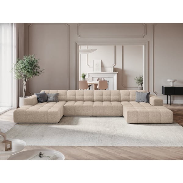 Kampinė sofa smėlio spalvos („U“ formos) Chicago – Cosmopolitan Design-image-1