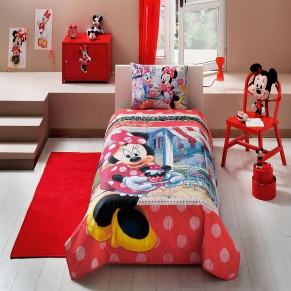 Vaikiška medvilninė vaikiška lovatiesė su užvalkalu Minnie Tea Time, 160 x 220 cm