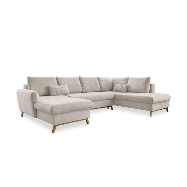 Smėlio spalvos sofa-lova U formos Miuform Scandic Lagom, dešinysis kampas