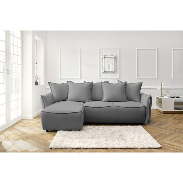 Sulankstoma kampinė sofa šviesiai pilkos spalvos (su kairiuoju kampu) Leon – Bobochic Paris-image-1