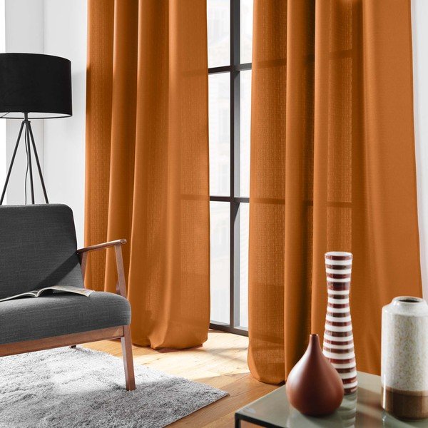 Rudos spalvos užuolaida 140x260 cm Soline – douceur d'intérieur-image-1