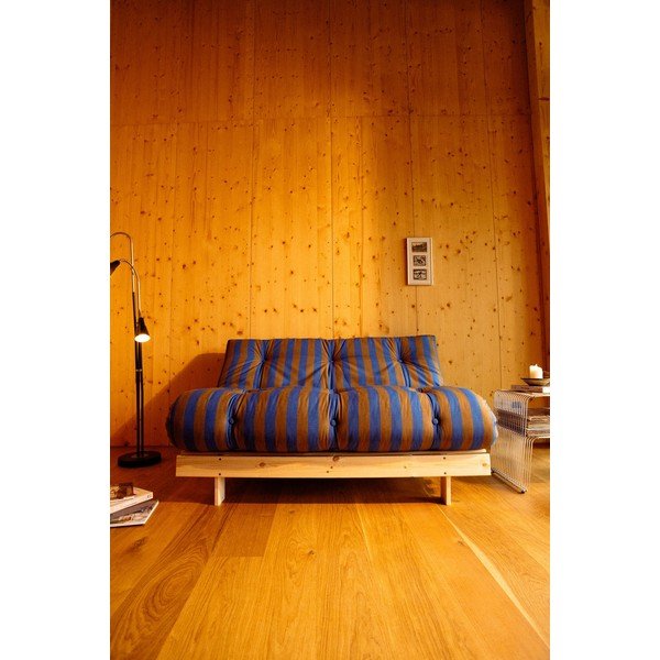 Mėlynos spalvos/rudos spalvos sulankstoma sofa 140 cm Roots – Karup-image-1