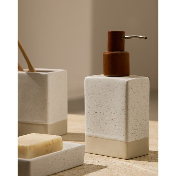 Kreminės spalvos iš keramikos muilo dozatorius 650 ml Careli – Kave Home-image-1