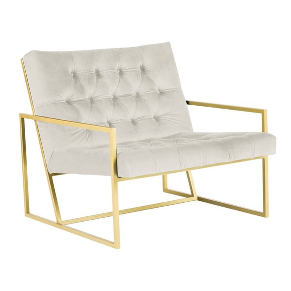 Kreminis fotelis su aukso spalvos dizainu Mazzini Sofos Bono