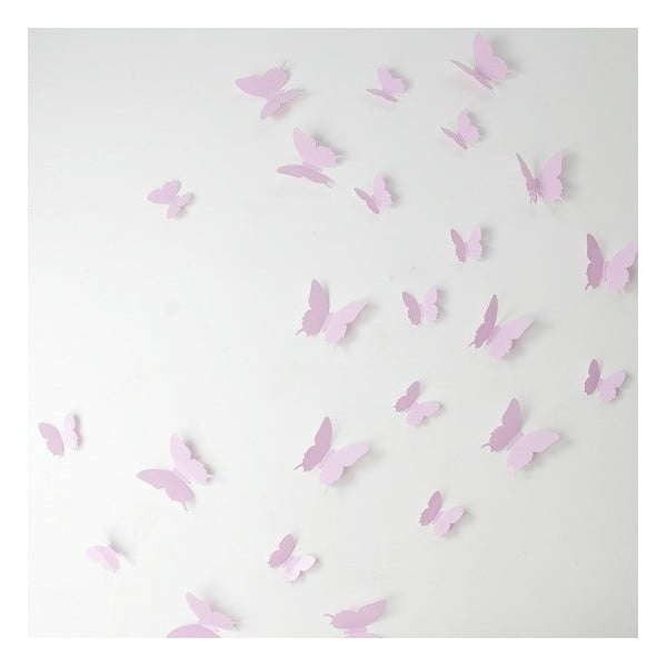 12 rožinių 3D lipdukų rinkinys Ambiance Butterflies