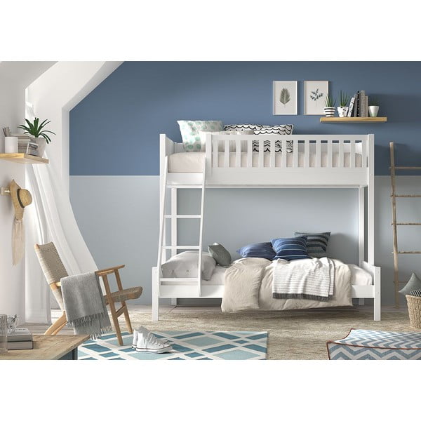 Balta dviaukštė lova vaikams 140x200/90x200 cm Scott - Vipack-image-1