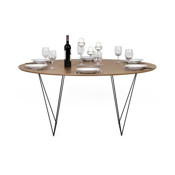 Valgomojo stalas iš riešutmedžio su juodu "Symbiosis Row" pagrindu, ⌀ 150 cm-image-2