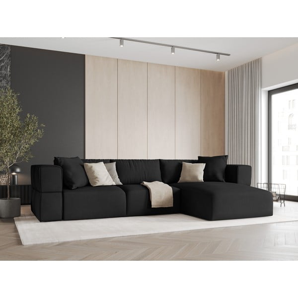 Kampinė sofa juodos spalvos (su dešiniuoju kampu) Esther – Milo Casa-image-1