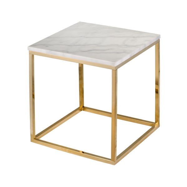 Baltas marmurinis stalas su auksiniu pagrindu RGE Accent, 50 x 50 cm-image-1