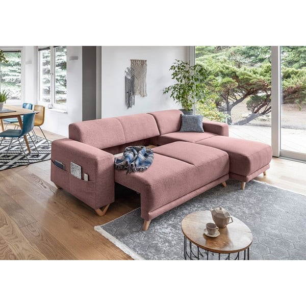 Rožinės spalvos sulankstoma/su sandėliavimo vieta kampinė sofa Classy Sophie – Miuform-image-4