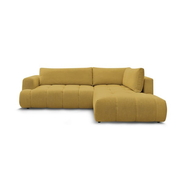 Garstyčių spalvos sulankstoma/su sandėliavimo vieta kampinė sofa (su dešiniuoju kampu/„L“ formos) Fuji – Bobochic Paris