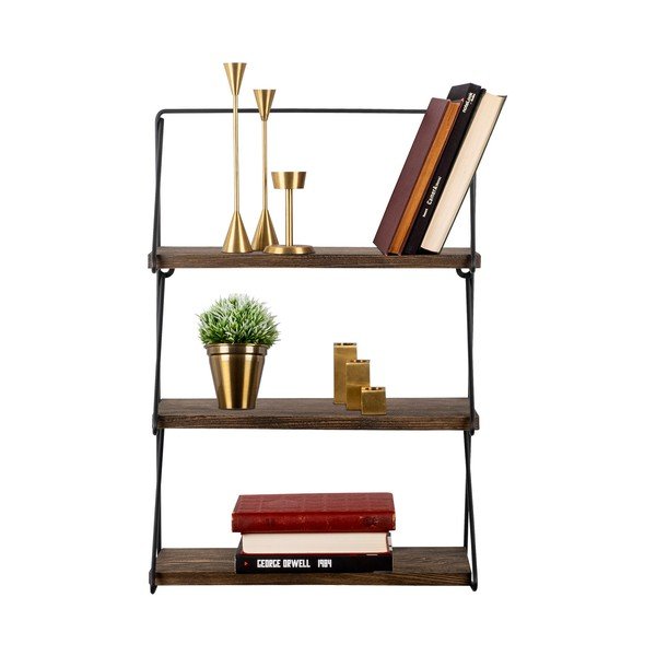 Iš eglės medžio masyvo kelių aukštų sieninė lentyna natūralios spalvos 40 cm Violaceae – Kalune Design-image-2
