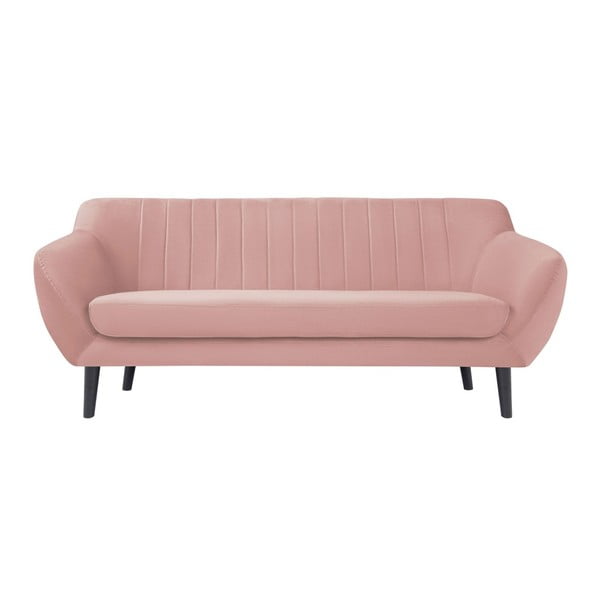 Šviesiai rožinė sofa trims Mazzini Sofas Toscane, juodos kojos