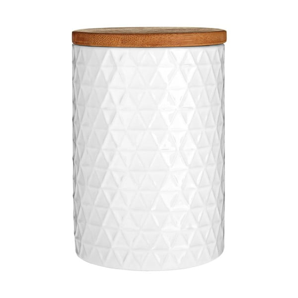 Baltos spalvos dėžutė su bambukiniu dangčiu Premier Housewares, ⌀ 10 cm
