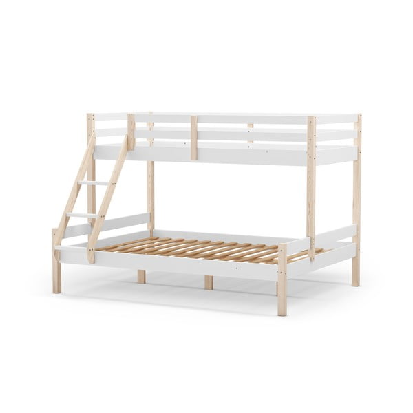 Dviauktė iš pušies masyvo vaikiška lova baltos spalvos 90x190/140x190 cm Livia – Marckeric-image-3