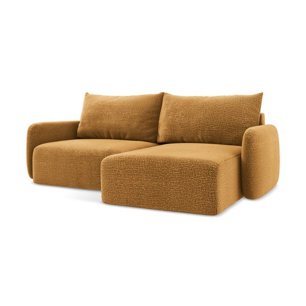 Oranžinės spalvos sulankstoma/su sandėliavimo vieta kampinė sofa (su dešiniuoju kampu) Kalena – Makamii-image-2