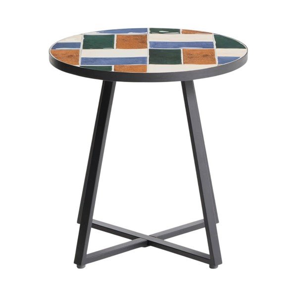 Iš keraminės plokštės apvalios formos sodo šoninis staliukas ø 45 cm Tella – Kave Home-image-3