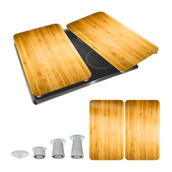 Iš grūdinto stiklo viryklės dangčiai 2 vnt. 52x30 cm Wooden – Maximex-image-2