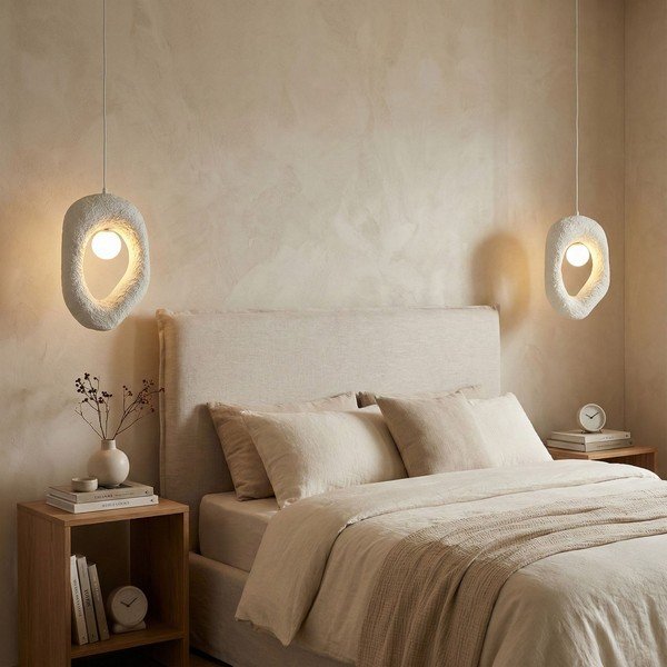 Baltos spalvos iš metalo kabantis šviestuvas Lore – Opviq lights-image-1