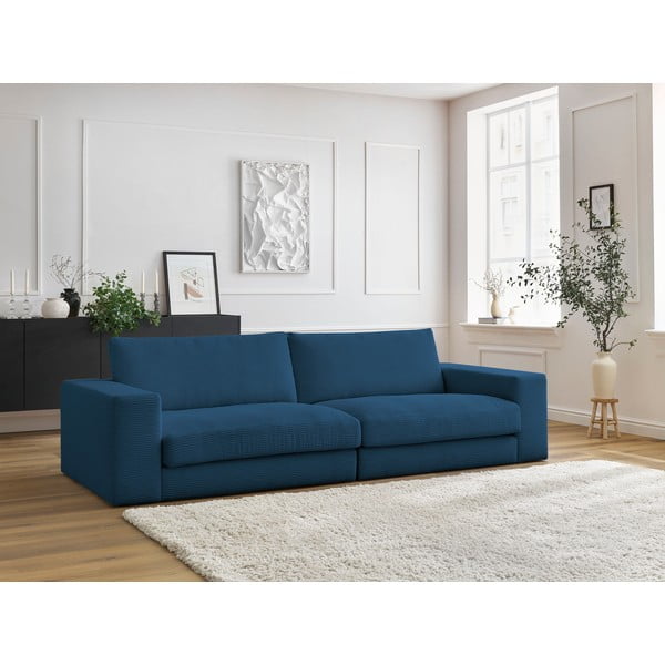 Tamsiai mėlynos spalvos iš kordinio velveto sofa 274 cm Leonard – Bobochic Paris-image-1
