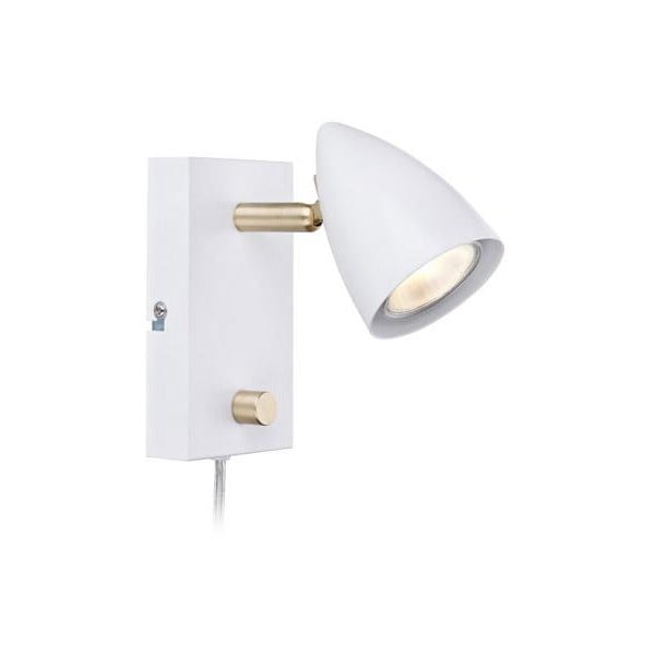 Baltas sieninis šviestuvas su žalvario detalėmis "Markslöjd Ciro