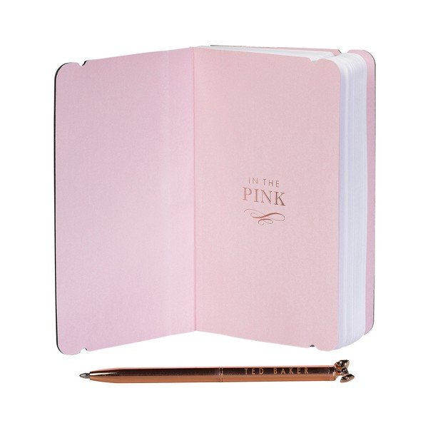 Rožinė užrašų knygutė su "Ted Baker Bow" rašikliu-image-1