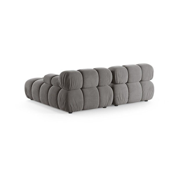 Šviesiai pilkos spalvos modulinė kampinė sofa iš velveto (su dešiniuoju kampu/su gultu) – Micadoni -image-2