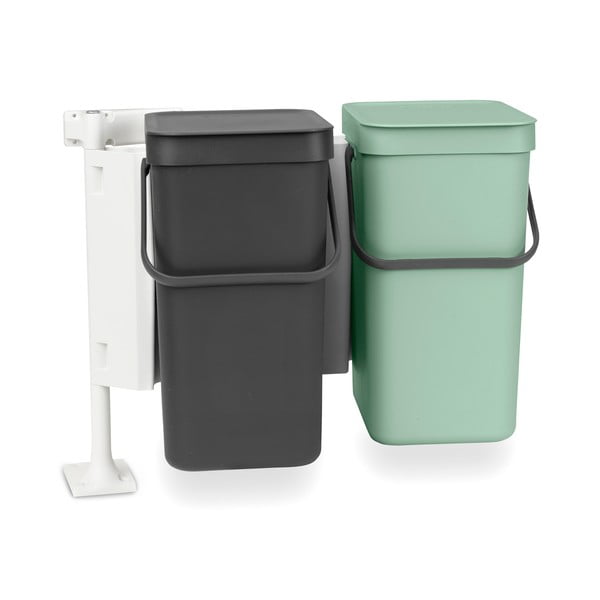 Iš plastiko šiukšliadėžė mėtų spalvos/tamsiai pilkos spalvos rūšiavimui/įmontuota 24 l Sort & Go – Brabantia