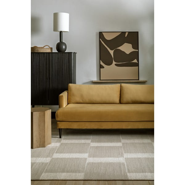 Pilkai smėlinės spalvos iš vilnos kilimas 133x190 cm Agnus Pavement – Agnella-image-1