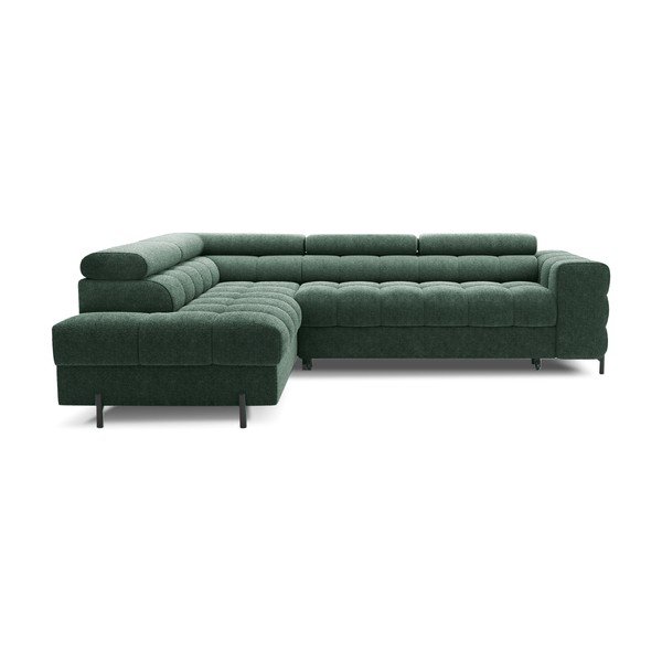 Žalios spalvos iš boucle sulankstoma/su sandėliavimo vieta kampinė sofa (su kairiuoju kampu/„L“ formos) Ferucce – ELTAP-image-2