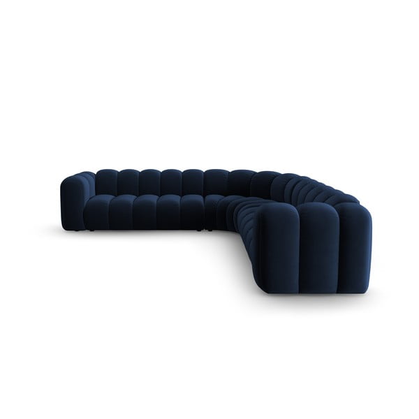 Mėlynos spalvos iš velveto modulinė kampinė sofa Lupine – Micadoni -image-2