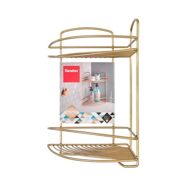 Iš plieno kampinė vonios lentyna auksinės spalvos Onda – Metaltex-image-2