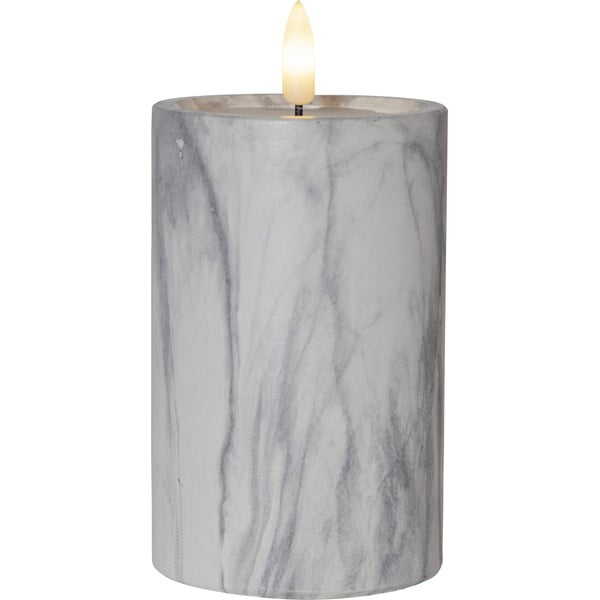 Pilkai baltos spalvos betoninė LED žvakė Star Trading Flamme Marble, aukštis 15 cm