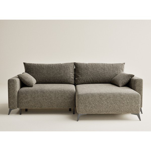 Rudos spalvos sulankstoma/su sandėliavimo vieta kampinė sofa iš šenilinio audinio (su dešiniuoju kampu/su gultu) Leon – Maison de Rêve-image-2