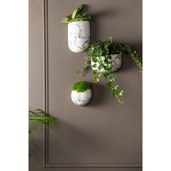Keraminis sieninis marmuro dekoro gėlių vazonas PT LIVING Oval-image-1