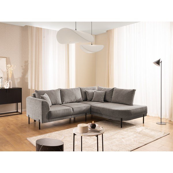Taupe spalvos kampinė sofa iš šenilinio audinio (su dešiniuoju kampu/„L“ formos) Mauris  – Ropez-image-1