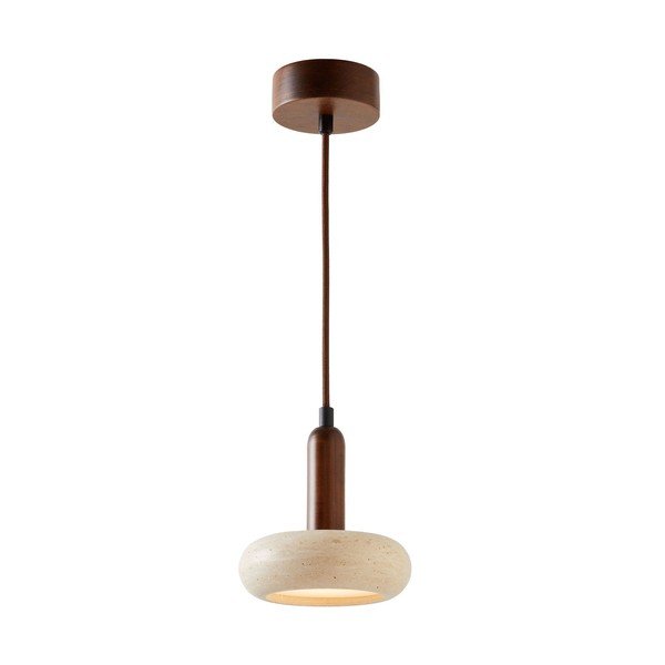 Rudos spalvos/smėlio spalvos kabantis šviestuvas LED ø 15 cm su akmens gaubtu Karo – Opviq lights