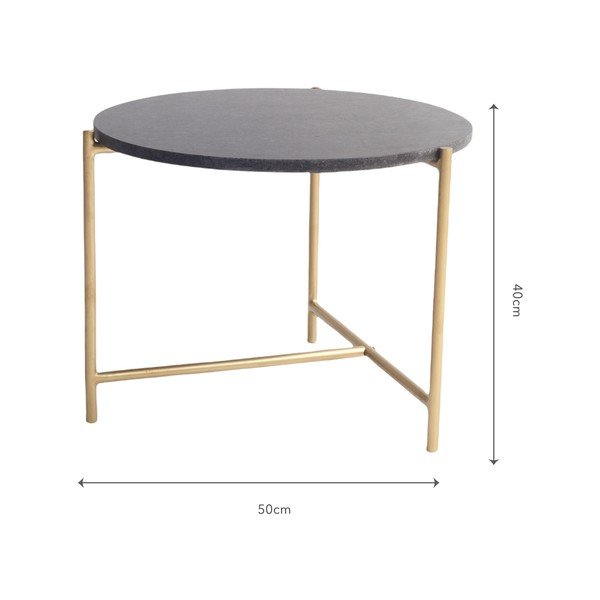 Žurnalinis staliukas su juodo marmuro stalviršiu "Velvet Atelier", ø 50 cm-image-4