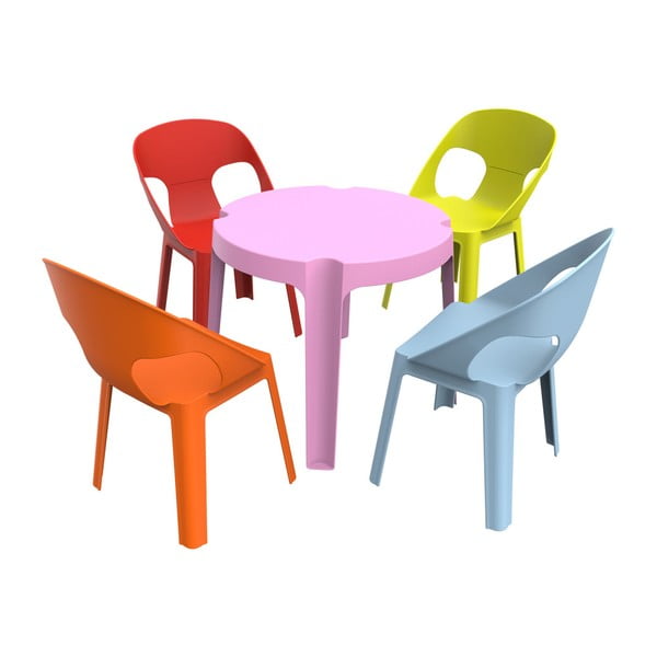 Vaikiškas sodo komplektas - 1 rožinis stalas ir 4 kėdės "Resol Julieta