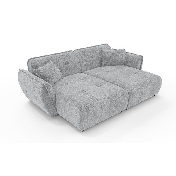 Šviesiai pilkos spalvos sofa iš šenilinio audinio su gultu 252 cm Nelia Big – Ropez-image-2