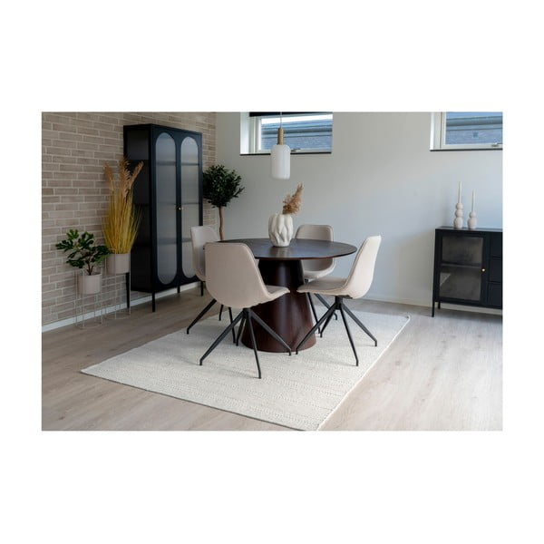 Apvalios formos valgomojo stalas su riešutmedžio dekoro stalviršiu ø 120 cm Bolton – House Nordic-image-3