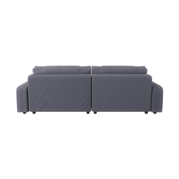 Iš kordinio velveto sulankstoma kampinė sofa tamsiai pilkos spalvos (kintama) Sara – Ropez-image-4