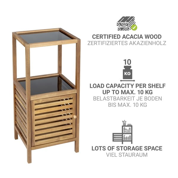 Juodos spalvos/natūralios spalvos iš akacijos masyvo žema/siaura vonios daiktadėžė 39,5x86 cm Fondi – Wenko-image-2