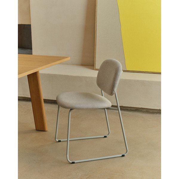 Smėlio spalvos iš metalo galima dėti viena ant kitos valgomojo kėdė Meli – Kave Home-image-1